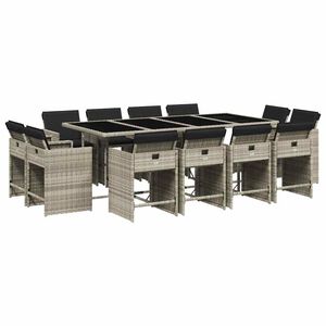 vidaXL Ensemble &agrave; manger de jardin et coussins 13 pcs gris clair rotin