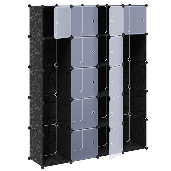 vidaXL Armoire modulaire 14 compartiments Noir et blanc 37x146x180,5cm
