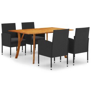 vidaXL Ensemble &agrave; manger de jardin 5 pcs Noir