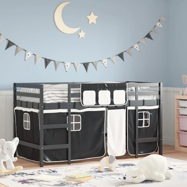 vidaXL Lit mezzanine pour enfants avec rideaux sans matelas 80x200 cm