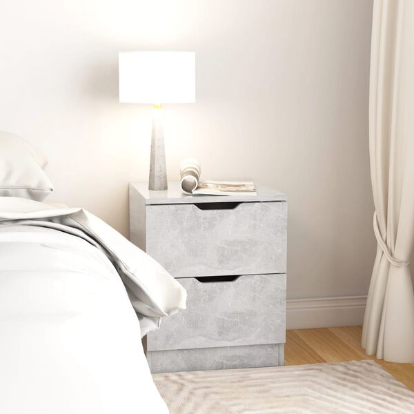 vidaXL Table de chevet gris b&eacute;ton 40x40x50 cm bois d&rsquo;ing&eacute;nierie