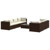 vidaXL Salon de jardin 8 pcs avec coussins r&eacute;sine tress&eacute;e marron
