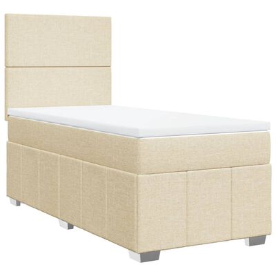 vidaXL Sommier à lattes de lit avec matelas Crème 100x200 cm Tissu