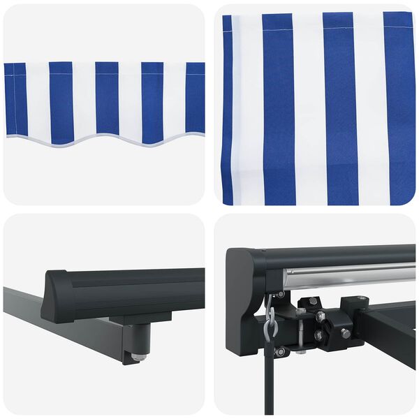vidaXL Auvent R&eacute;tractable Bleu et Blanc 350 x 250 cm