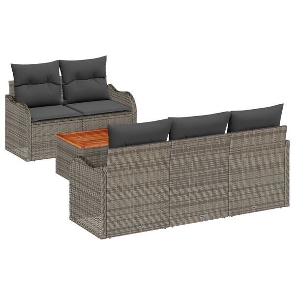 vidaXL Ensemble de canap&eacute; de jardin avec coussin 6 pcs Gris