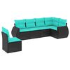 vidaXL Salon de jardin 6 pcs avec coussins noir r&eacute;sine tress&eacute;e