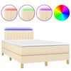 vidaXL Sommier &agrave; lattes de lit matelas et LED cr&egrave;me 120x190 cm tissu