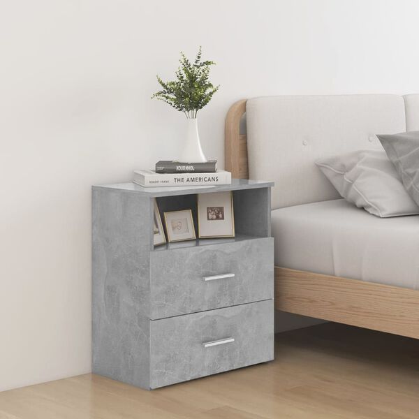 vidaXL Tables de chevet 2 pcs Gris b&eacute;ton 50x32x60 cm