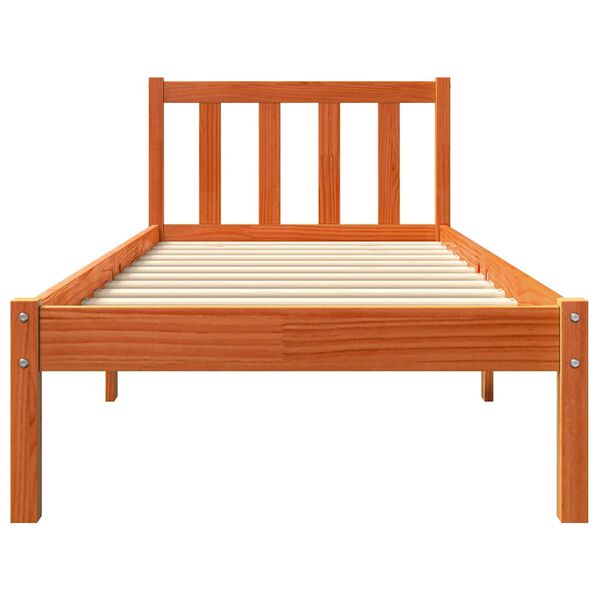 vidaXL Cadre de lit sans matelas cire marron 90x200 cm bois pin massif