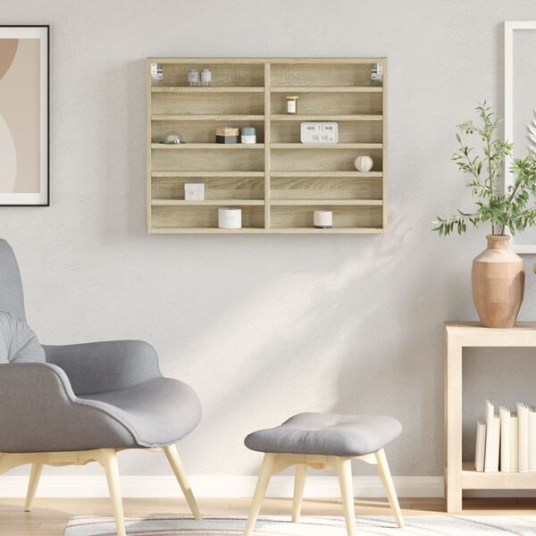 vidaXL Armoire &agrave; vitrine ch&ecirc;ne sonoma 80x8,5x58 cm bois d'ing&eacute;nierie