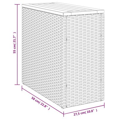 vidaXL Table d'appoint de jardin dessus en bois gris 58x27,5x55 cm