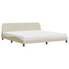 vidaXL Lit avec matelas Dover cr&egrave;me 200x200 cm tissu