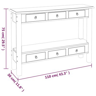 vidaXL Table console avec tiroirs 110x30x75 cm Bois d'acajou massif