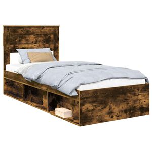 vidaXL Cadre de lit Ch&ecirc;ne fum&eacute; 90 x 200 cm Bois de pin massif
