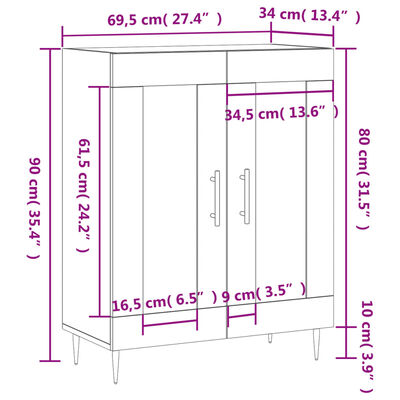 vidaXL Buffet blanc 69,5x34x90 cm bois d'ingénierie