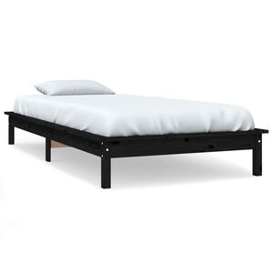 vidaXL Cadre de lit sans matelas noir 90x200 cm bois massif