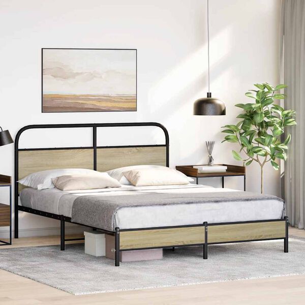 vidaXL Cadre de lit sans matelas 160x200 cm ch&ecirc;ne sonoma