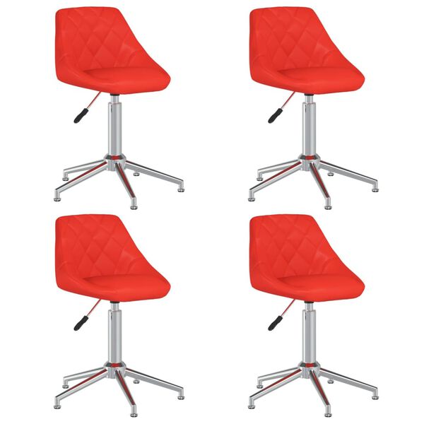 vidaXL Chaises pivotantes &agrave; manger lot de 4 rouge similicuir