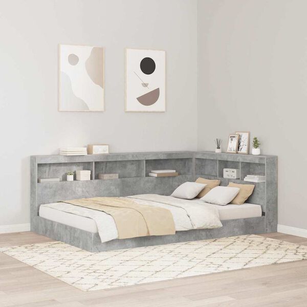 vidaXL T&ecirc;te de lit de rangement Gris b&eacute;ton 120 cm Bois d'ing&eacute;nierie
