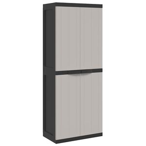 vidaXL Armoire de rangement d'ext&eacute;rieur gris et noir 65x37x165 cm PP