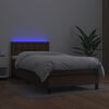 vidaXL Sommier &agrave; lattes de lit avec matelas et LED Marron 80x200 cm