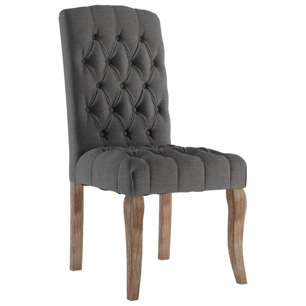 vidaXL Chaises &agrave; manger lot de 4 gris tissu &agrave; l'aspect de lin
