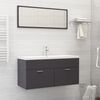 vidaXL Ensemble de meubles de salle de bain Gris brillant Agglom&eacute;r&eacute;