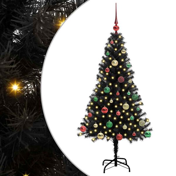 vidaXL Sapin de Noël avec 150 LED avec support Noir 150 cm PVC