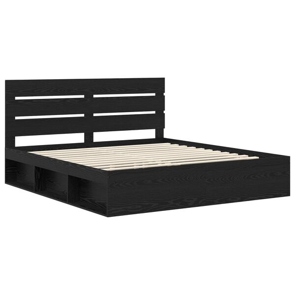 vidaXL Cadre de lit Noir 200 x 200 cm Bois de pin massif