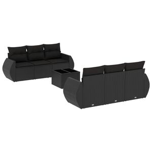 vidaXL Salon de jardin 7 pcs avec coussins noir r&eacute;sine tress&eacute;e
