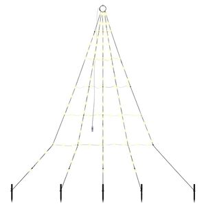vidaXL Arbre de No&euml;l LED avec piquets au sol Blanc chaud 182 cm M&eacute;tal