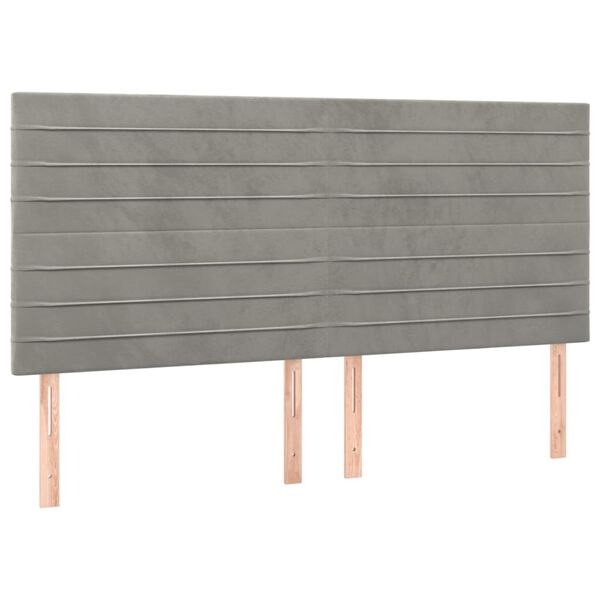 vidaXL T&ecirc;te de lit Gris clair 200x5x118/128 cm Velours