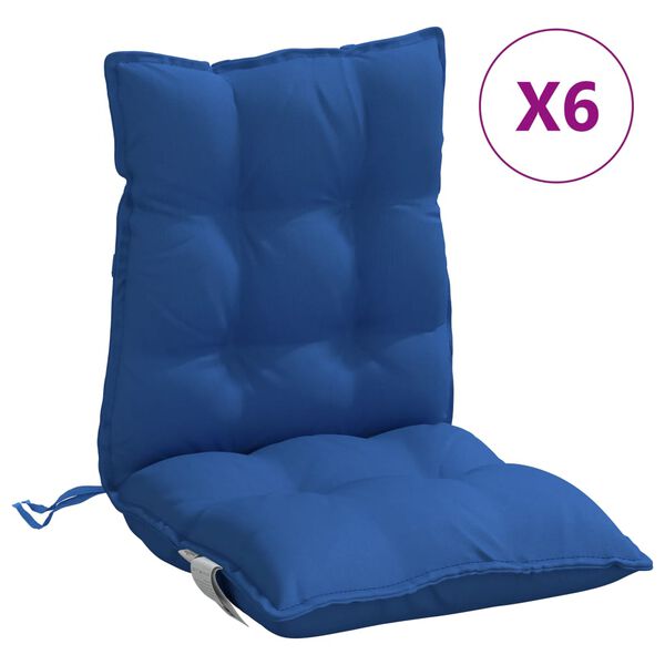 vidaXL Coussins de chaise &agrave; dossier bas lot de 6 bleu royal