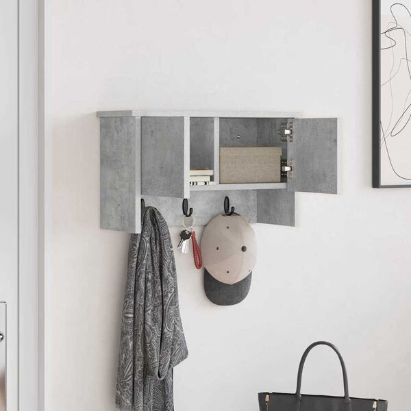 vidaXL Porte-manteau mural avec &eacute;tag&egrave;re Gris b&eacute;ton 50 x 20 x 30 cm