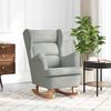 vidaXL Fauteuil &agrave; bascule &agrave; oreilles en velours gris clair bois massif