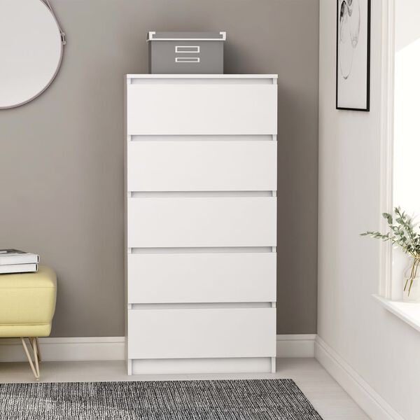 vidaXL Buffet &agrave; tiroirs Blanc 60x35x121 cm Bois d'ing&eacute;nierie