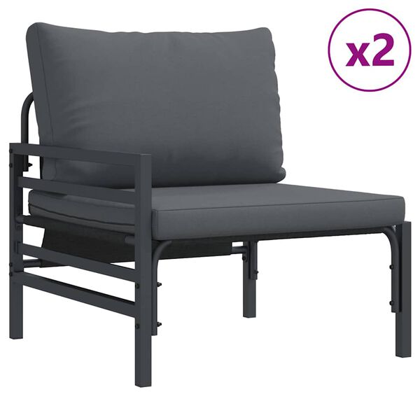 vidaXL Ensemble de canapé de jardin avec coussin Anthracite Acier