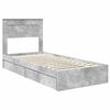 vidaXL Lit de Rangement Gris b&eacute;ton 90 x 190 cm Bois d'ing&eacute;nierie