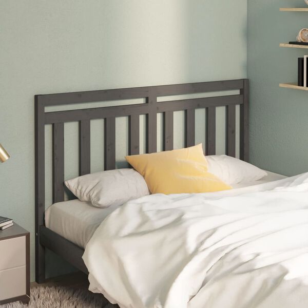 vidaXL T&ecirc;te de lit Gris 141x4x100 cm Bois massif de pin
