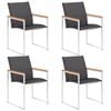 vidaXL Chaises de jardin lot de 4 Textil&egrave;ne et acier inoxydable Gris