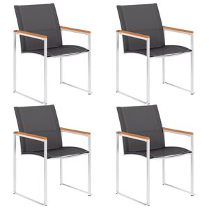 vidaXL Chaises de jardin lot de 4 Textil&egrave;ne et acier inoxydable Gris