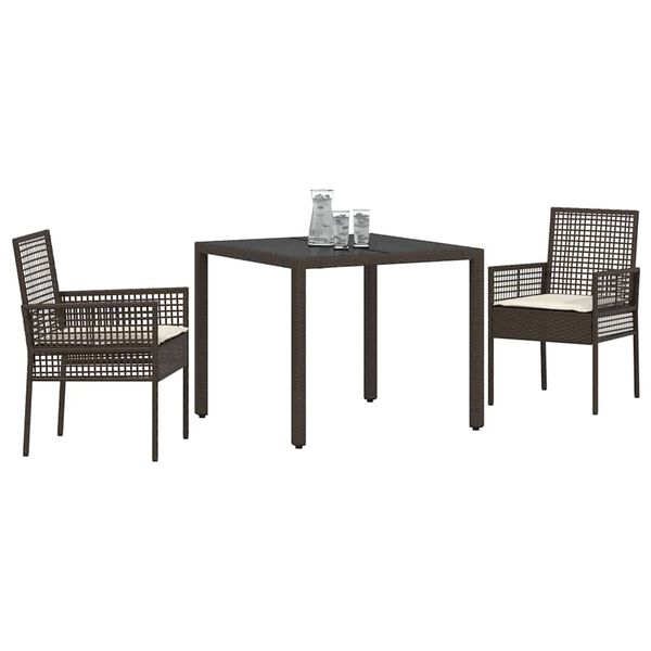 vidaXL Ensemble de salle &agrave; manger pour jardin 3 pcs Marron polyrotin