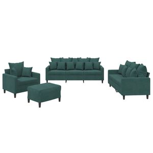 vidaXL Ensemble de canap&eacute;s 4 pcs avec coussins Vert fonc&eacute; Velours