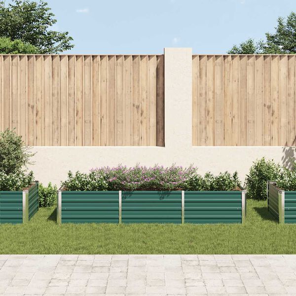 vidaXL Lit sur&eacute;lev&eacute; de jardin Acier galvanis&eacute; 240x80x45 cm Vert