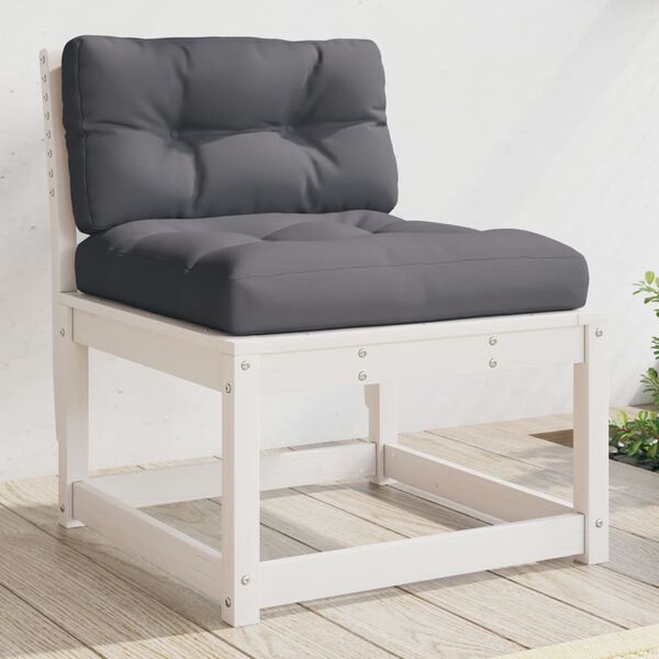 vidaXL Canap&eacute; de jardin avec coussins blanc bois de pin solide