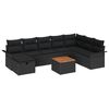 vidaXL Ensemble de canap&eacute; de jardin avec coussin 9 pcs Noir Poly rotin