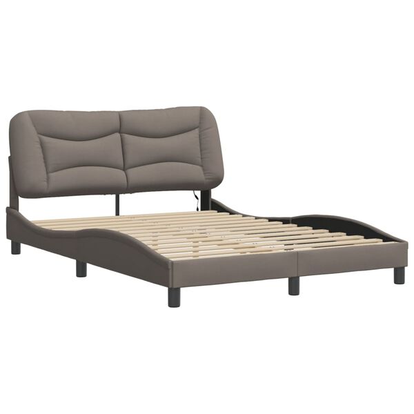 vidaXL Cadre de lit avec LED sans matelas Hvar taupe 140x190 cm tissu