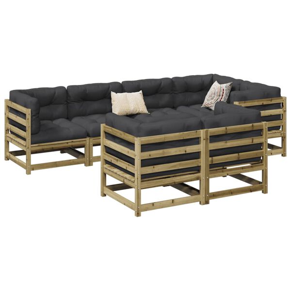 vidaXL Salon de jardin 7 pcs bois de pin impr&eacute;gn&eacute;