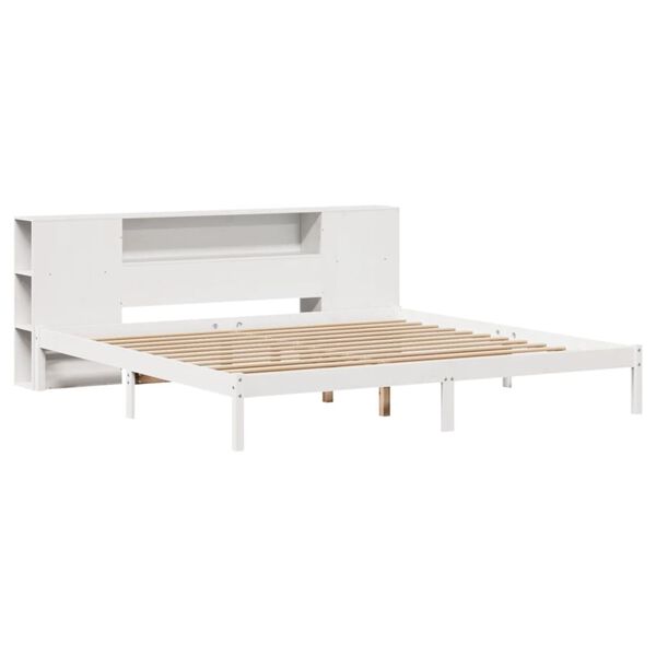 vidaXL Lit bibliothèque sans matelas blanc 180x200 cm bois pin massif