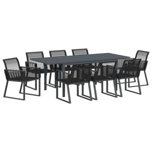vidaXL Ensemble de salle &agrave; manger pour jardin 9 pcs Noir polyrotin